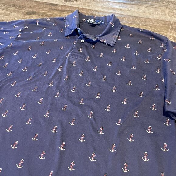 Vintage Polo Ralph Lauren Shirt Mens XL Blue Anchors AOP Boating Geometric - Picture 3 of 13